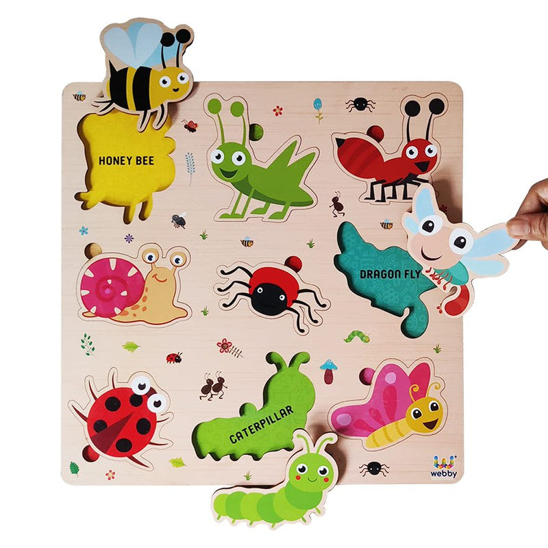 Wooden Insects Montessori Educational Pre-School Puzzle Board Toy