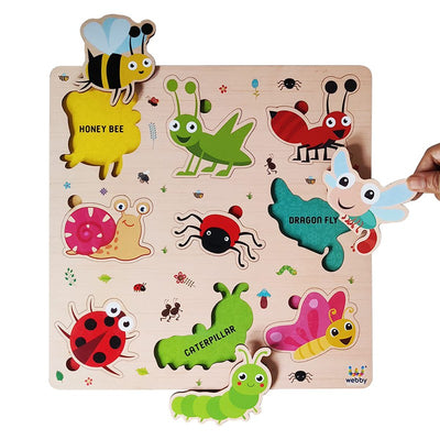 Wooden Insects Montessori Educational Pre-School Puzzle Board Toy