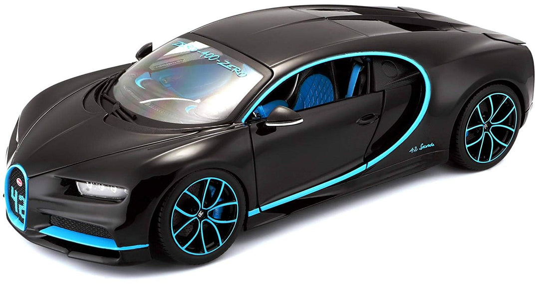 Bburago Original Bugatti Chiron Licensed Diecast Car | 1:18 Scale | Black (14 Years till Grown Ups)