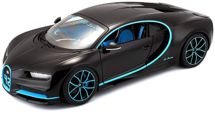 Bburago Original Bugatti Chiron Licensed Diecast Car | 1:18 Scale | Black (14 Years till Grown Ups)