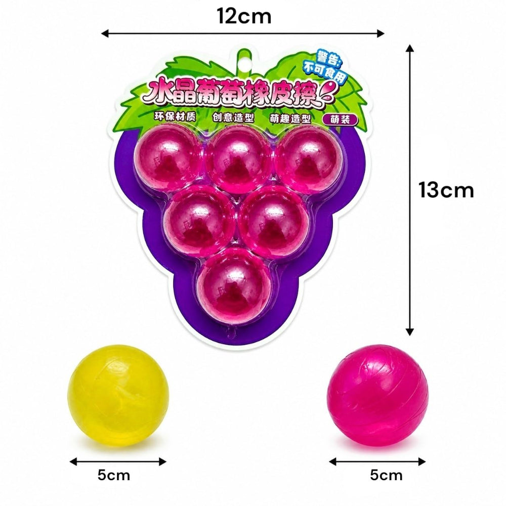 12 Crystal Eraser Balls (Grape Shaped Packaging)
