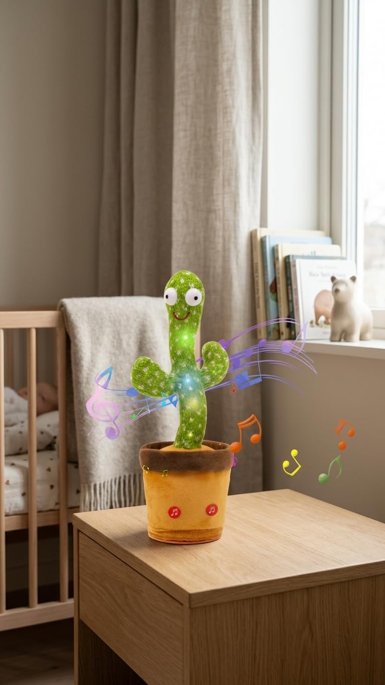 Dancing Cactus Toy for Kids | Talking, Singing & Voice Repeat Toy with LED Lights