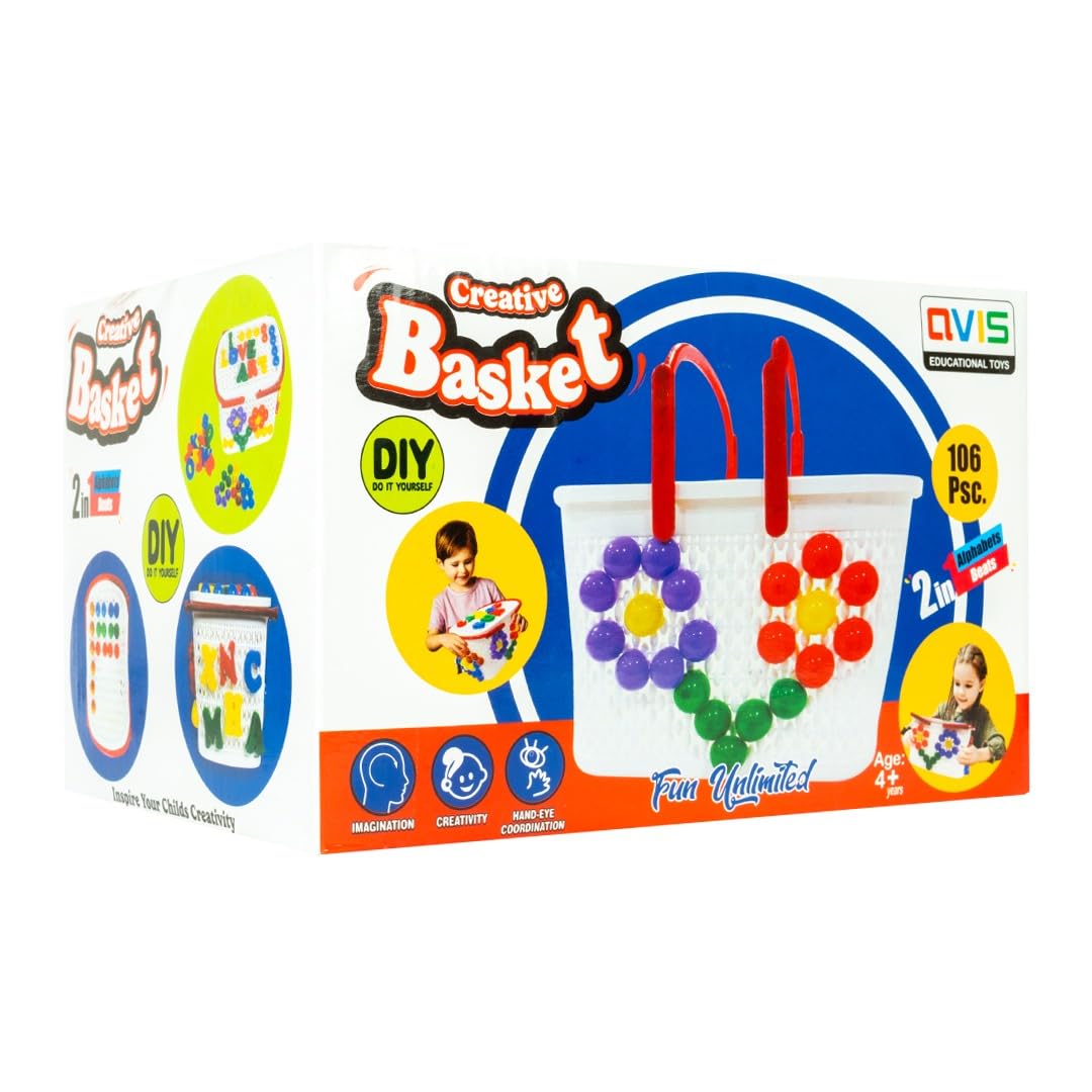 Avis by Ratna's Creative Basket – 2 in 1  Colourful Pegs & Alphabets I Educational DIY Kit