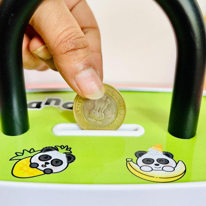 Magic World Cute Cartoon Piggy Bank with Combination Lock | Portable Money Saving & Cash Storage Box for Kids | Mini Coin Bank for Boys & Girls
