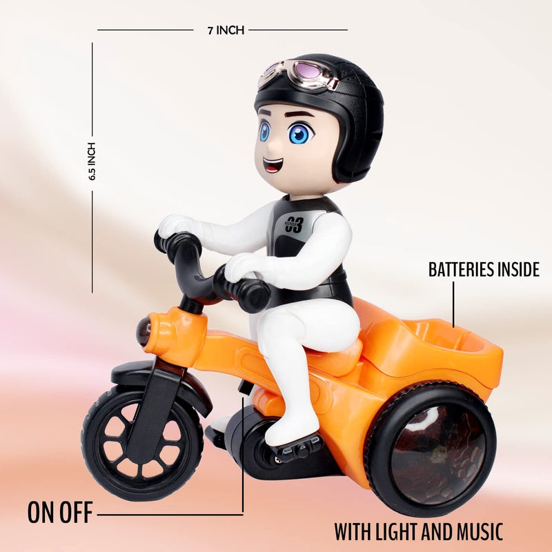 Battery Operated 360° Stunt Tricycle with Musical, 4D Flashing Light and Rotation Toy