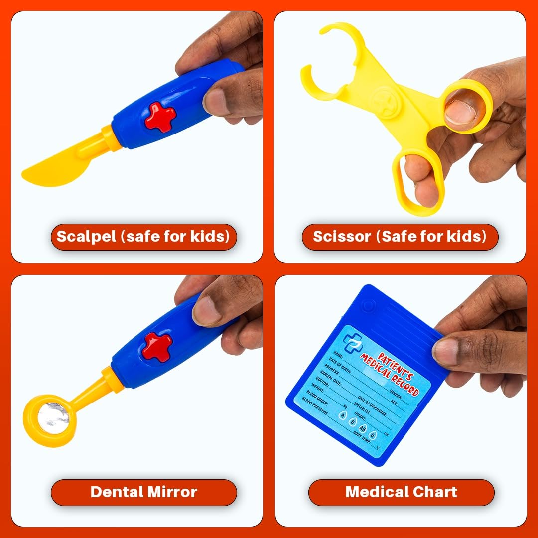 Ratna's Dental Medical Kit with 18 Medical Instruments & Accessories | Doctor Set Pretend Play