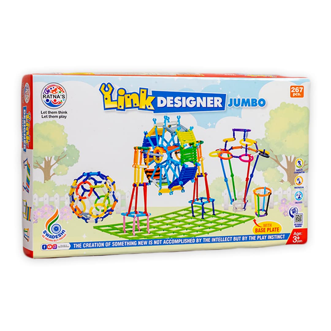 Ratna's Link Designer Jumbo Construction Building Block Set | DIY Assembly Colorful Stick