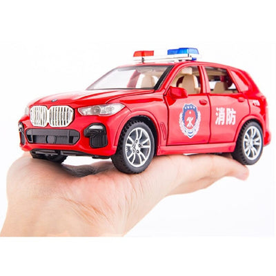 Resembling BMW Fire Services Diecast Car with Openable Parts , Light & Sound | 1:32 Scale Model (6-13Years)