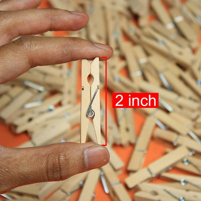 Pack of 40 Natural Wooden Pegs, Clips | Used for DIY Activities, Scrapbooking | 2 Inch