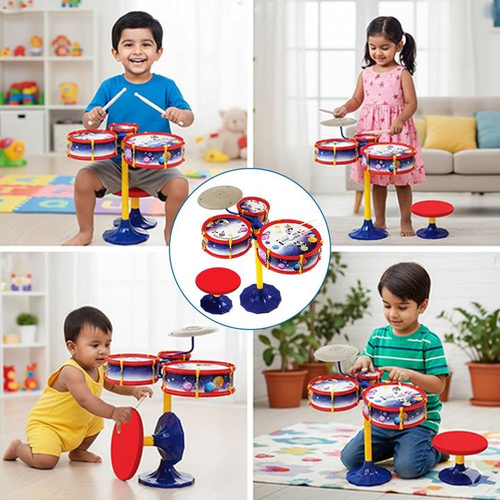 Simarr Little Rockstar Drum Set with Stool (Space Theme)