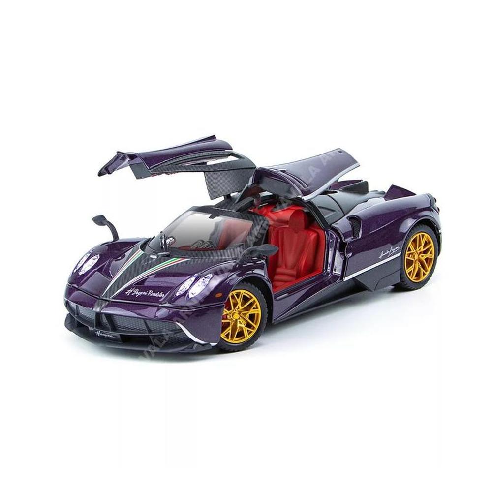 BIG Fun Toys Resembling Pagani Huayra Diecast Car - Pullback, Openable Parts, Light & Sound | 1:24 Scale (3 Years till Grown Ups) | Assorted Colors