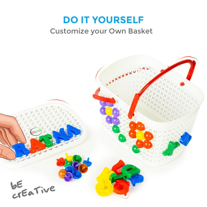 Avis by Ratna's Creative Basket – 2 in 1  Colourful Pegs & Alphabets I Educational DIY Kit