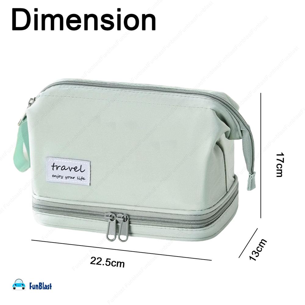 FunBlast Makeup Bag | Large Capacity Portable Cosmetic Organizer & Travel Toiletry Bag with Handle | Sea Green