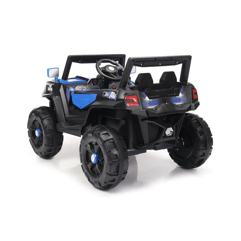 Blue Driving Jeep Ride on | Remote + Mobile App Control & Manual Steering Drive Car | Bluetooth Music Player | Loading Capacity of 50 Kg | COD Not Available