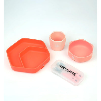 Complete Toddler Feeding Set: Essential Items for Your Little One's Mealtime Delights | Multi-Portion Suction Plate | Suction Bowl | Trainer Cup | Trainer Spoon & Fork (Amber Magic)