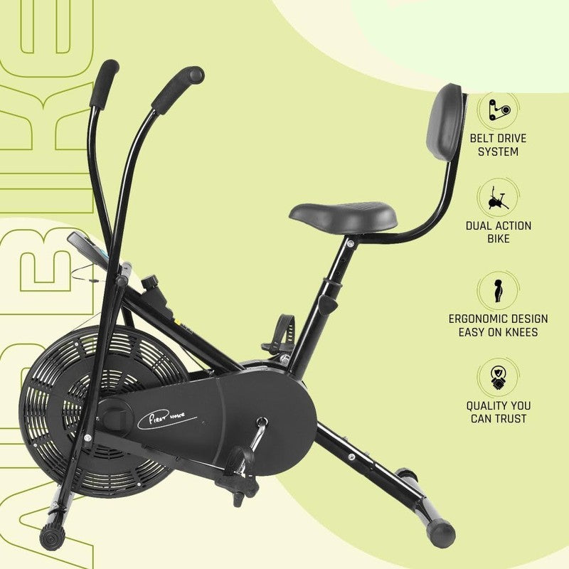 FC 110 BS Air Bike Exercise Cycle with Moving or Stationary Handle | with Back Support Seat | Adjustable Resistance with Cushioned Seat | Fitness Cycle for Home Gym  | COD Not Available