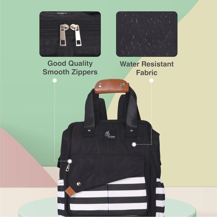 R for Rabbit Caramello Delight Smart Diaper Backpack Bag - Black Stripes