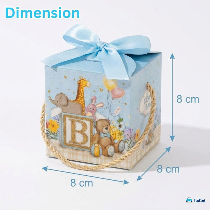FunBlast Baby Shower Gift Boxes | Paper Folding Gift Boxes with Ribbon & Hanging Thread | Pack of 10