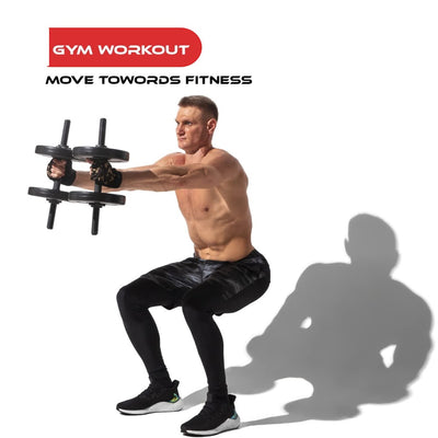3 in 1 Gym Combo (4 PVC Weight Plate, 1 Dumbbell Rod, 1 Connecting Rod With Eva Foam)| 18+ Years