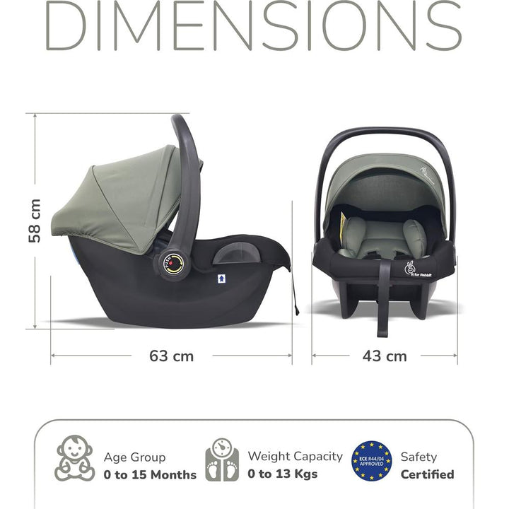 R for Rabbit 4 In 1 Multipurpose Baby Carry Cot With 3-Point Safety Harness | Picaboo NXG 4 | Green Black