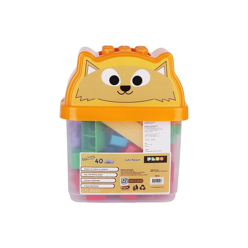 Building Blocks Bucket Pack - Cute Racoon (40 Pieces)