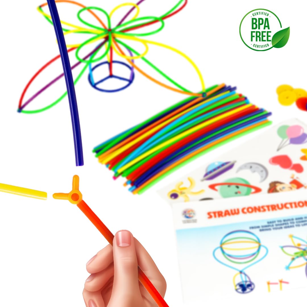 Ratna's Straw Construction Kit Senior | 100 Straws and 144 Connectors to Connect