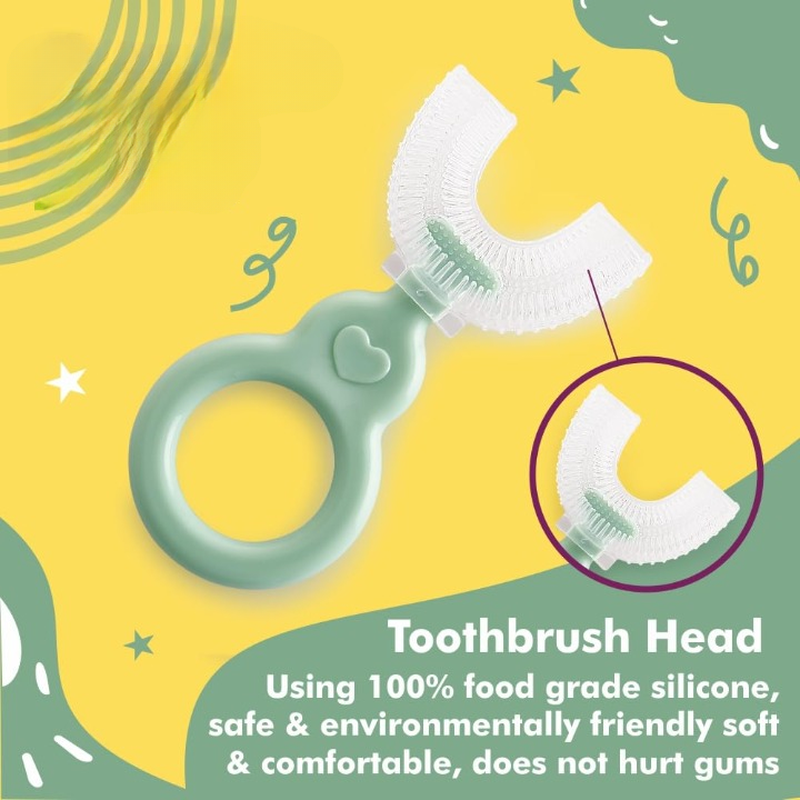 U Shaped Toothbrush for Baby | Toothbrush with Soft Silicone Bristles | 360 Degree Oral Teeth Cleaning | Blue