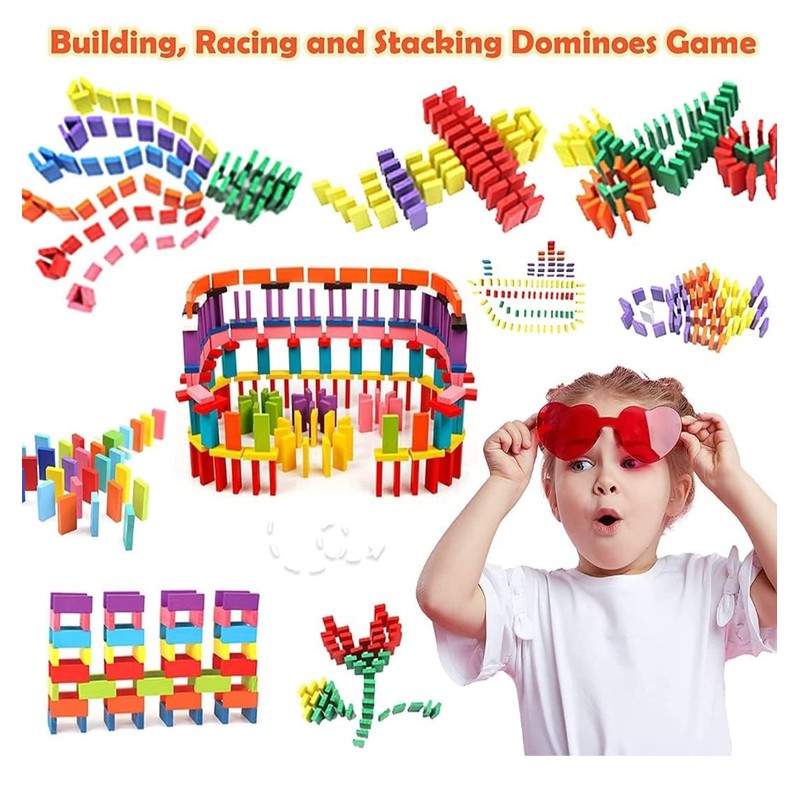 12 Color Wooden Dominos Blocks Set - 120 pcs