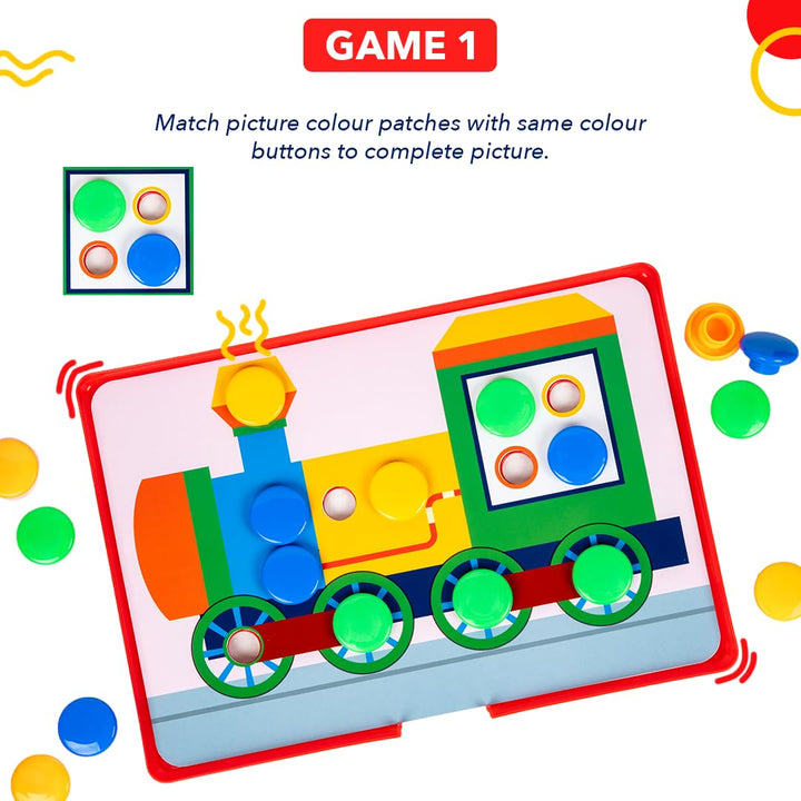 Toy Box by Ratna Button Art - Transport I 2-in-1 Pictures & Patterns I Educational Kit