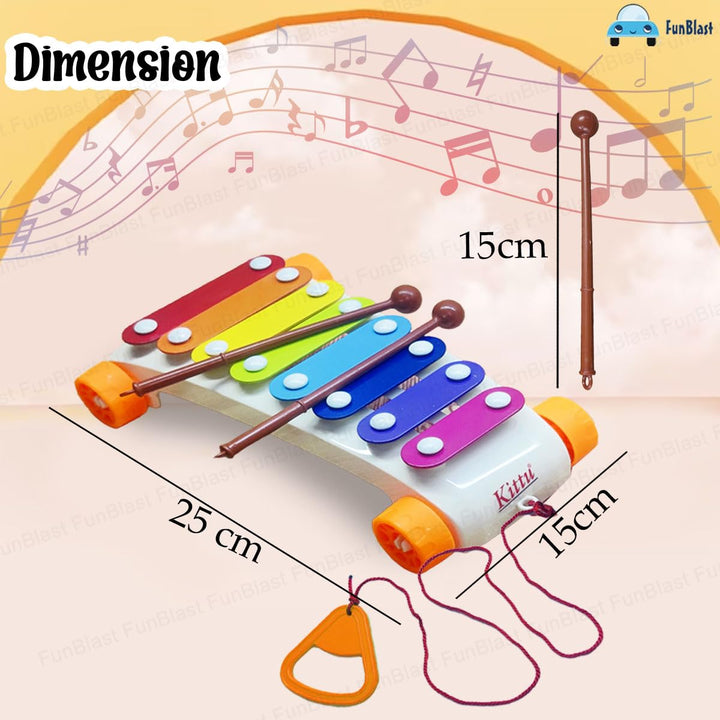FunBlast Pull Along Musical Xylophone with Wheels for Kids | Early Learning Musical Instrument & Activity Toy