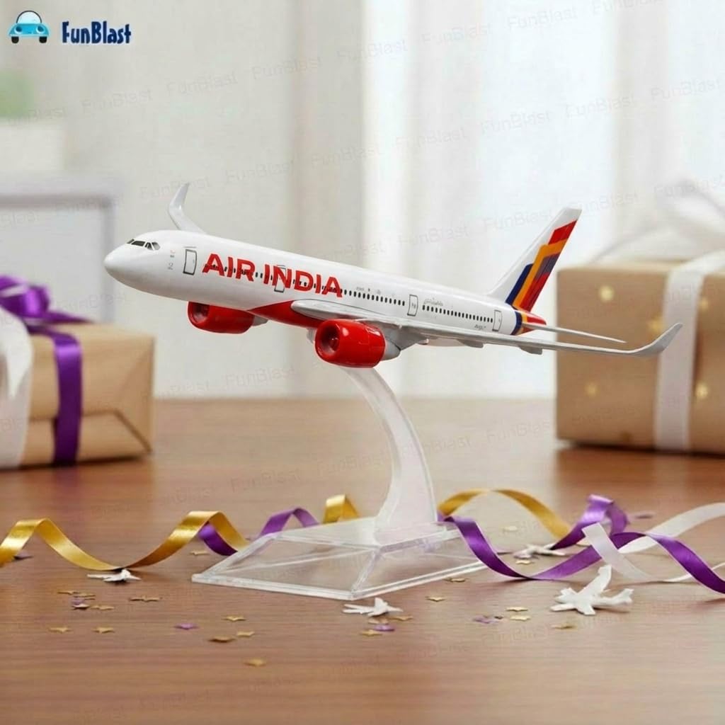 FunBlast Diecast Airplane Model Toy – A320 Air India | Scale Model for Display & Collection