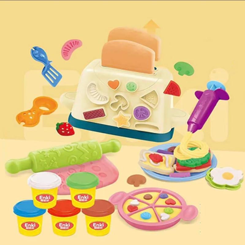 DIY 2 in 1 Clay Dough Pretend Play Bread Maker Set | Toaster Baking Set - 29 Pcs