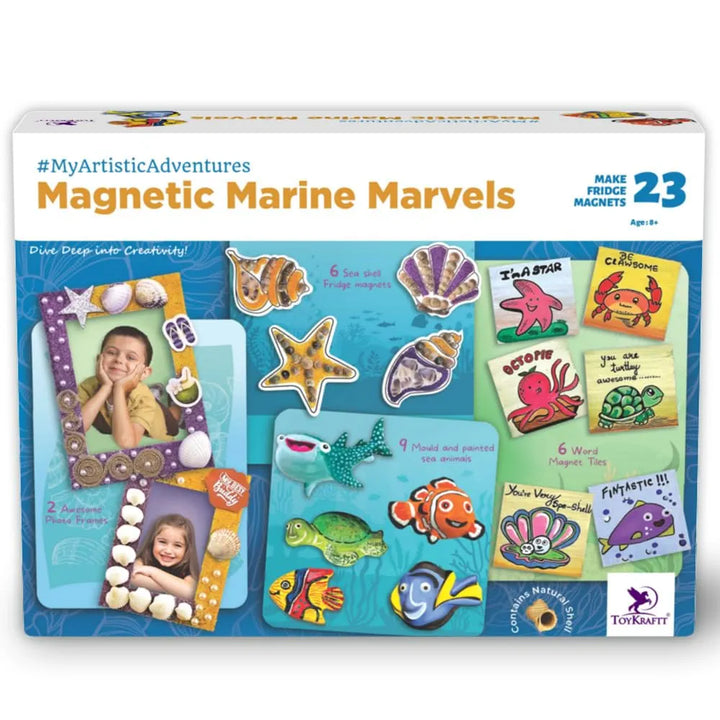 Toykraft Magnetic Marine Marvels - Sand Art & Fridge Magnet Kit, Creative DIY Gift for Kids