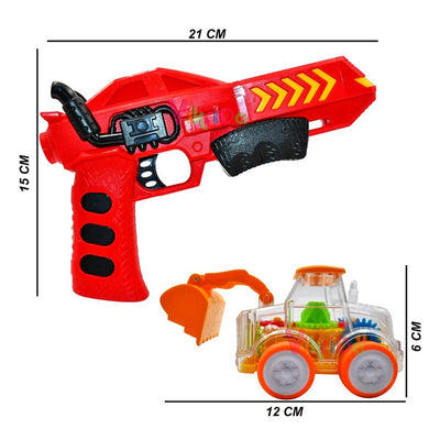 Vehicle Toy Gun Flashing Friction Power Cars with Plastic Catapult Gun