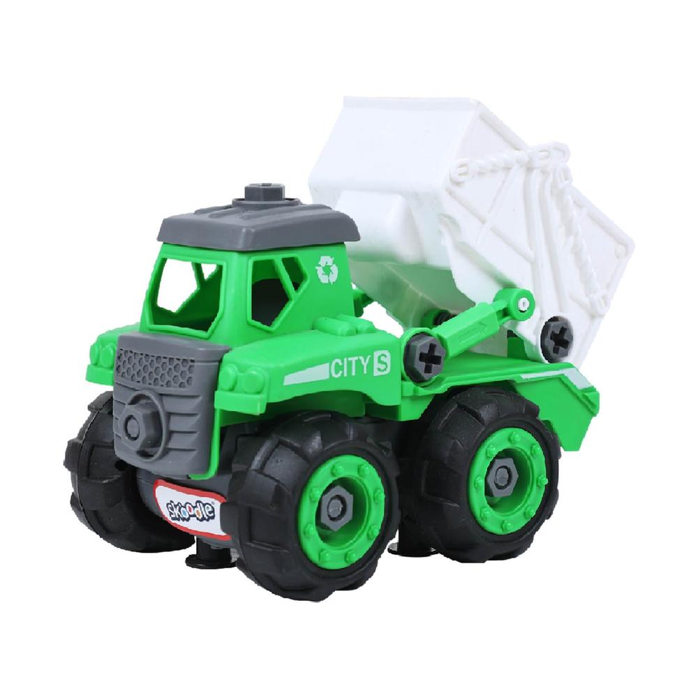 Scoodle Mini Machines My First Build & Go City Service Truck Toy - Pull Back Vehicle for Kids