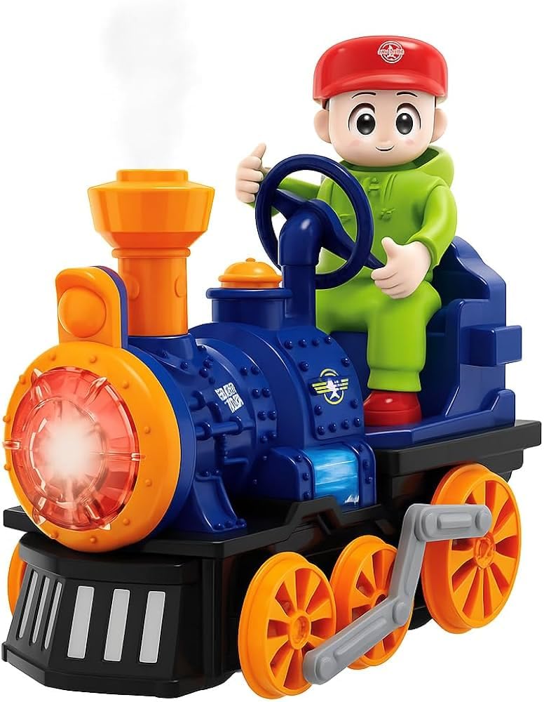 Groove Buddy Engine Spray Train Toy with Driver | LED Lights, Music & Mist Spray Train for Kids