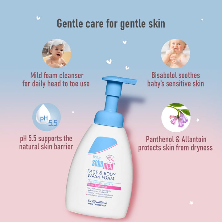 Sebamed Baby Face & Body Wash Foam | pH 5.5 |Ideal for face & body cleansing- 400 ml