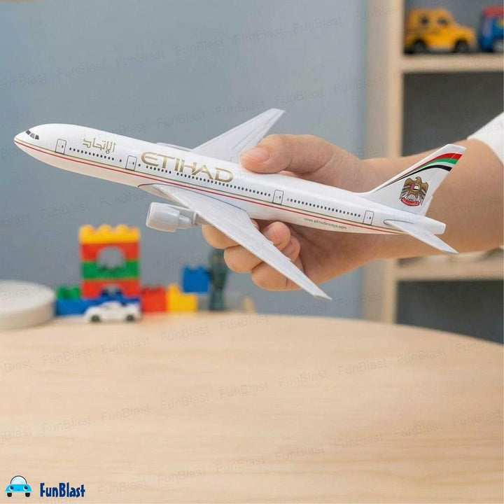 FunBlast B777 Etihad Diecast Aeroplane Model | Miniature Aircraft Display Collectible