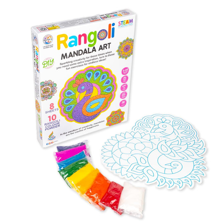Ratna's Rangoli Mandala Art – DIY Creative Activity Kit | 8 Sticky Sheet