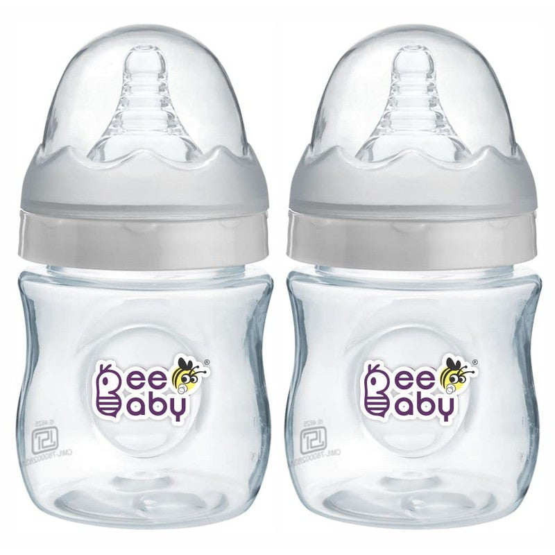 Ease Wide Neck Baby Feeding Bottle with Medium Flow Anti-Colic Soft Silicone Nipple -  150 ML / 5 oz (Pack of 2)