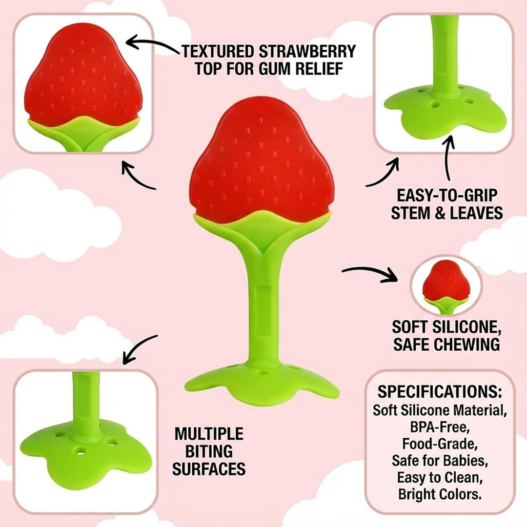 FunBlast Fruit Silicone Baby Teether | Food-Grade Soft Teething Toy for Infants & Toddlers