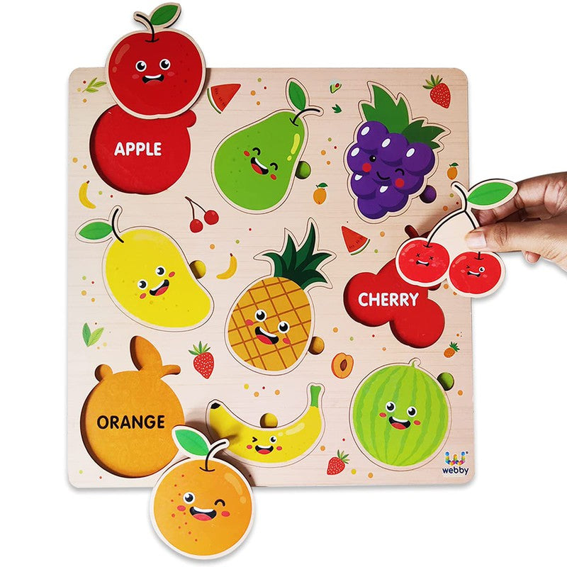 Wooden Fruits Montessori Educational Pre-School Puzzle Board Toy