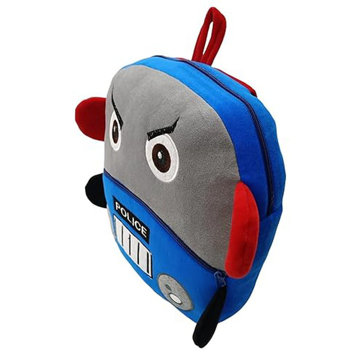 Premium Quality Soft Design Blue Police School Bag for Kids - 14 Inches