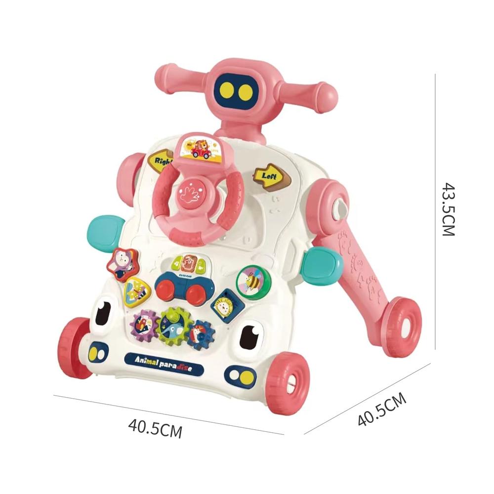 Baby Activity Walker Toddler Sit-to-Stand | 3-in-1 Musical Push Walker with Shape Sorter & Interactive Toys -Pink