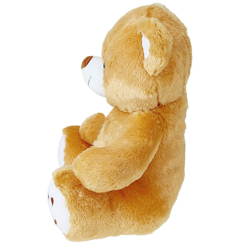 Plush Cute Sitting Teddy Bear Soft Toys with Neck Bow and Foot Print - Brown 35 cm