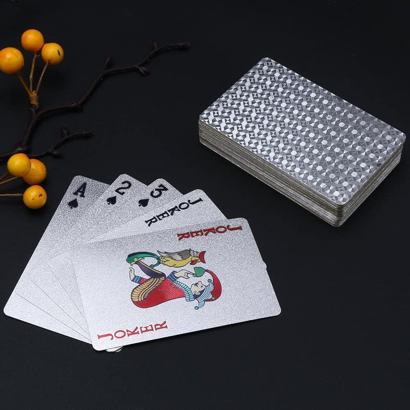 Luxury Silver Deck of Waterproof Washable Poker Cardss Use for Party Game - 2 pcs