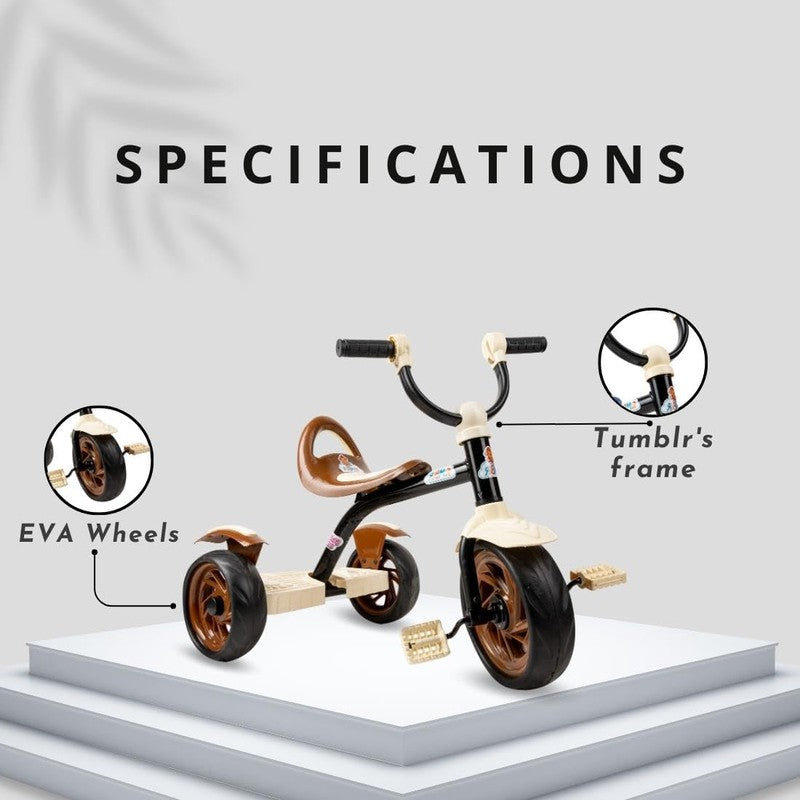 Kids Alpha 33 Tricycle with Light & Sound Feature | Chocolate Brown | COD Not Available