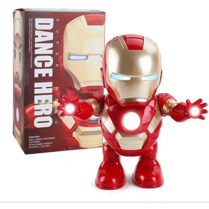 360 Degree Rotating Dancing Iron Man with Bump and Go Action, 3D Light Music and Dancing