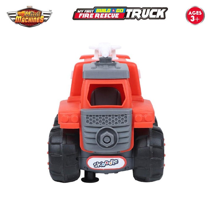 Scoodle Mini Machines My First Build & Go - Fire Rescue Truck Toy | Pull Back Vehicle for Kids