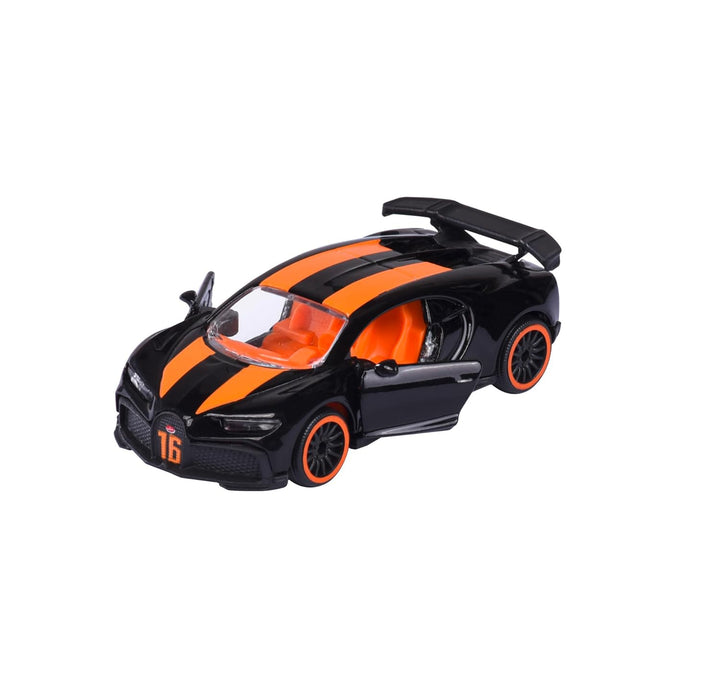 Original Licensed Majorette Bugatti Chiron Pur Sport Diecast Car - Black - Orange
